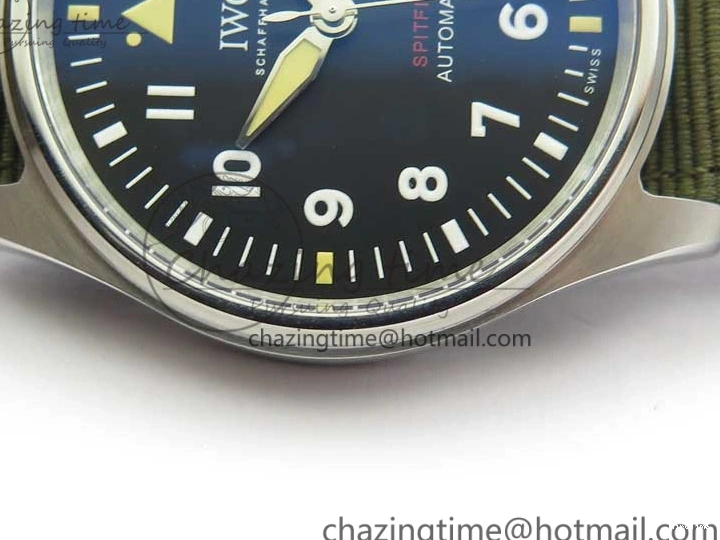 MIROTIME 0325 Fashionable Pilot IW326801 SS MK 1:1 Best Edition Black Dial on Green Nylon Strap MIYOTA 7122